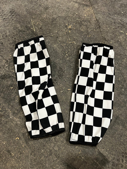 Black and White Checkered Velcro Sportboot Covers (Covers Only, sets of TWO) - Riverside Rodeo Shirts