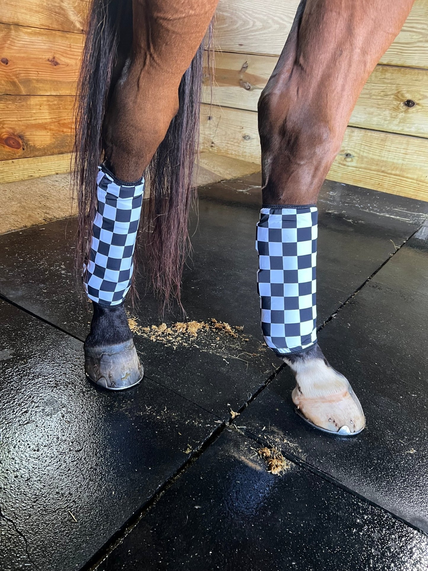 Black and White Checkered Velcro Sportboot Covers (Covers Only, sets of TWO) - Riverside Rodeo Shirts