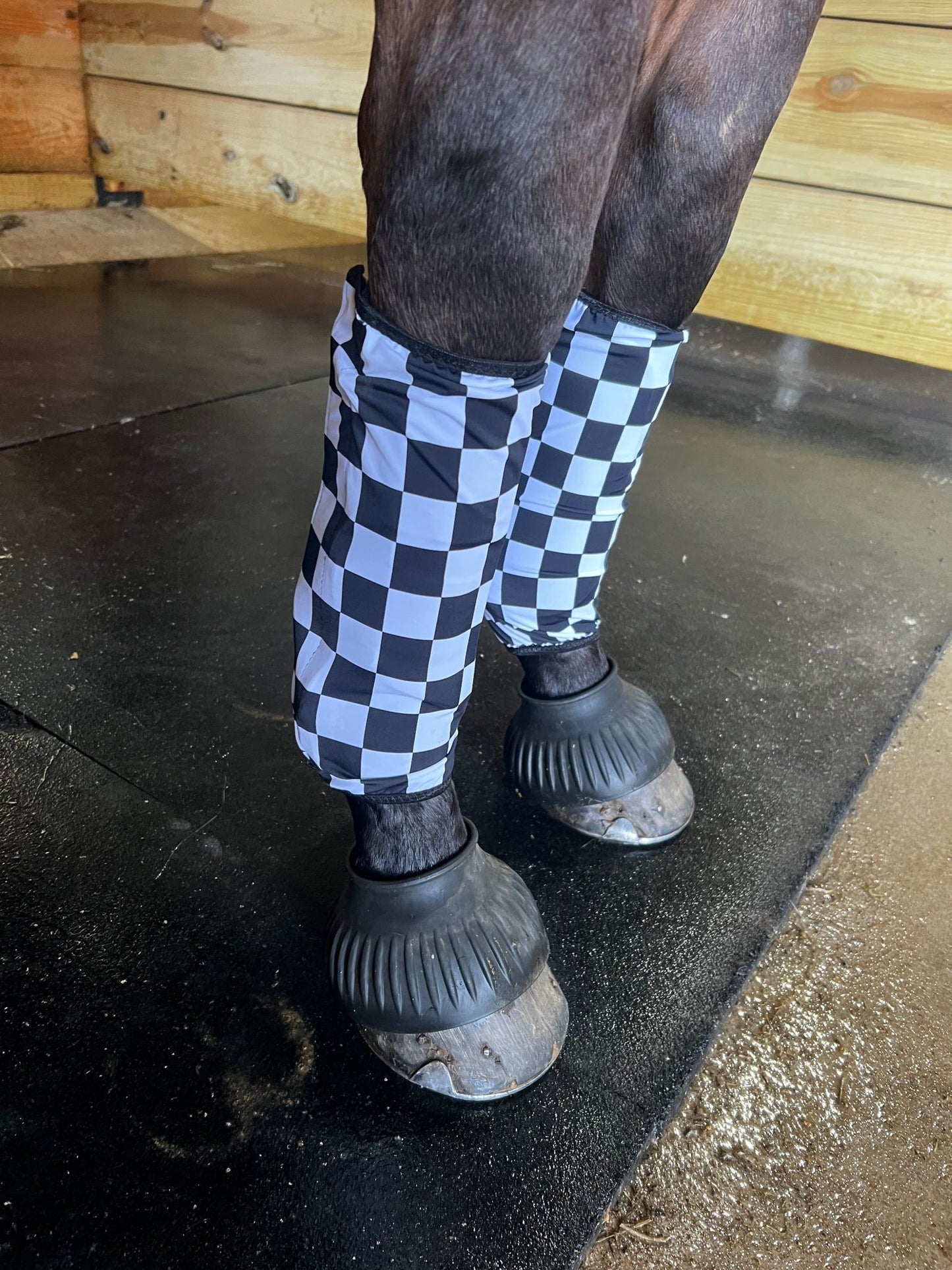 Black and White Checkered Velcro Sportboot Covers (Covers Only, sets of TWO) - Riverside Rodeo Shirts