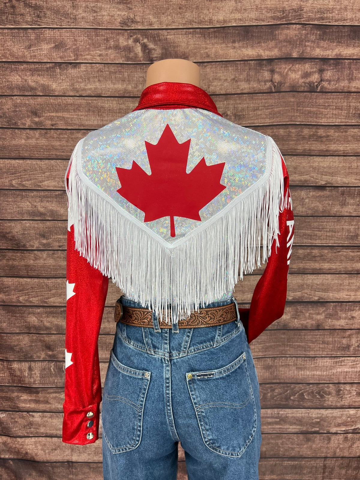 Canada Flag Snap Front Rodeo Shirt with Yoke Fringe - Riverside Rodeo Shirts