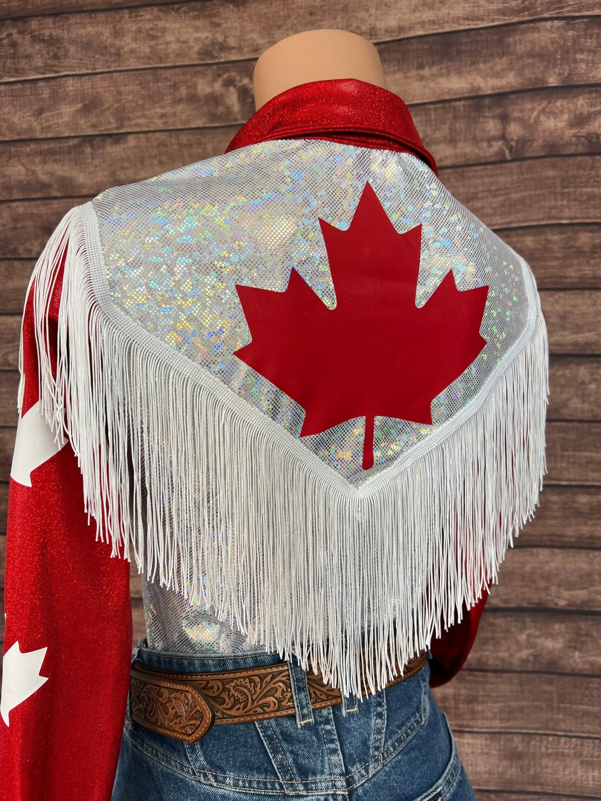 Canada Flag Snap Front Rodeo Shirt with Yoke Fringe - Riverside Rodeo Shirts