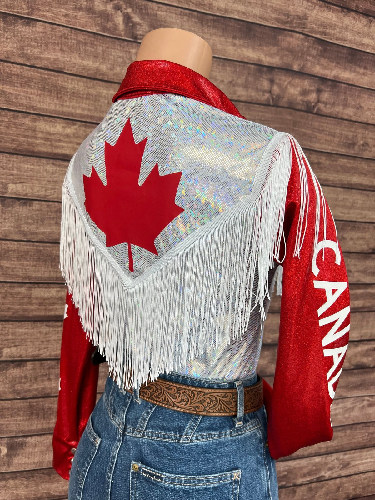 Canada Flag Snap Front Rodeo Shirt with Yoke Fringe - Riverside Rodeo Shirts