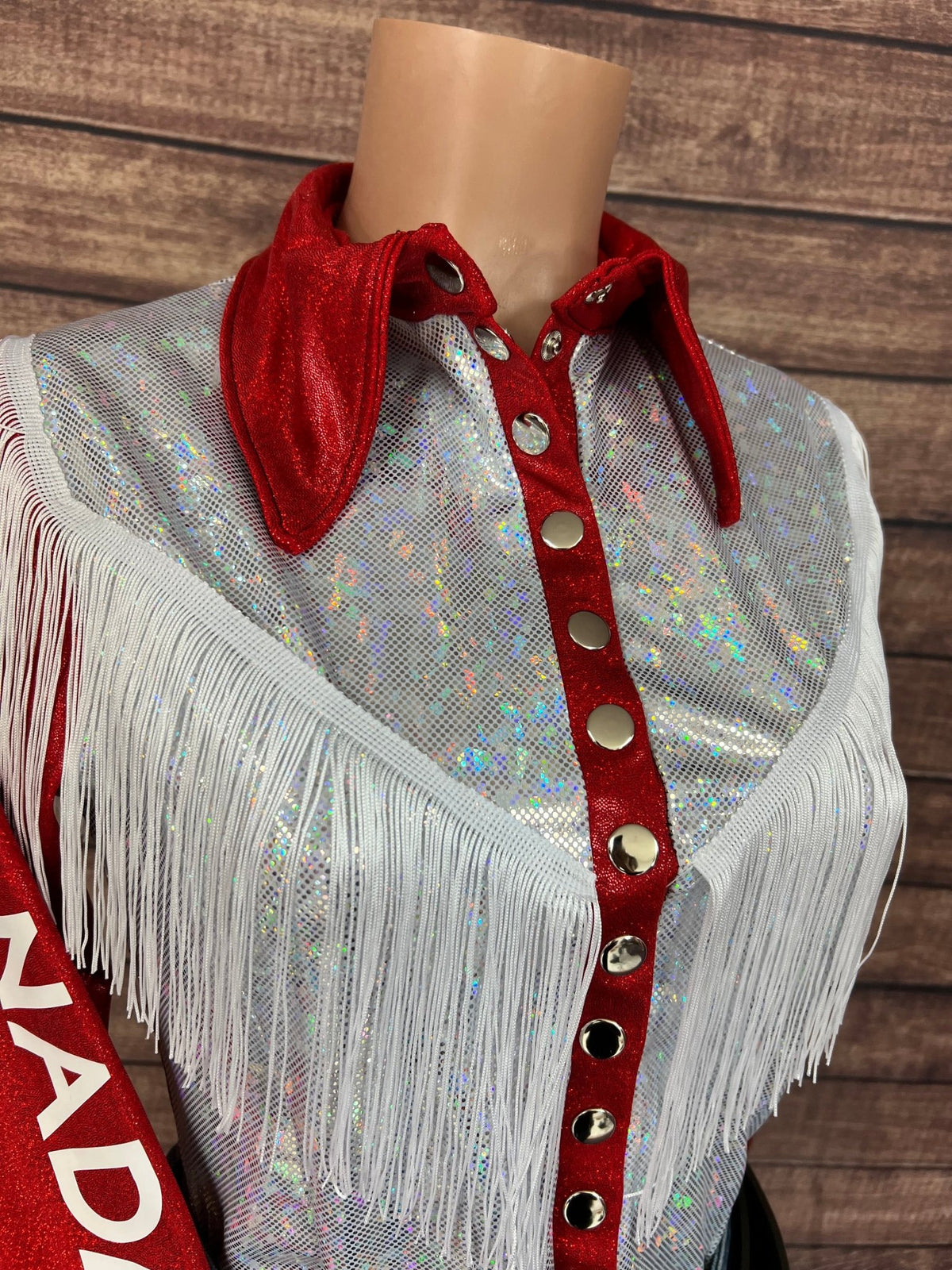 Canada Flag Snap Front Rodeo Shirt with Yoke Fringe - Riverside Rodeo Shirts