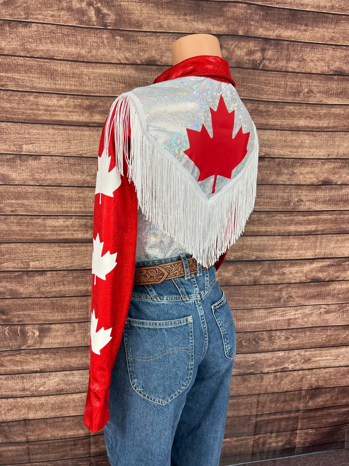 Canada Flag Snap Front Rodeo Shirt with Yoke Fringe - Riverside Rodeo Shirts