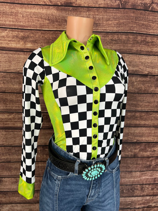 Checks in the Limelight Snap Front Rodeo Shirt - Riverside Rodeo Shirts