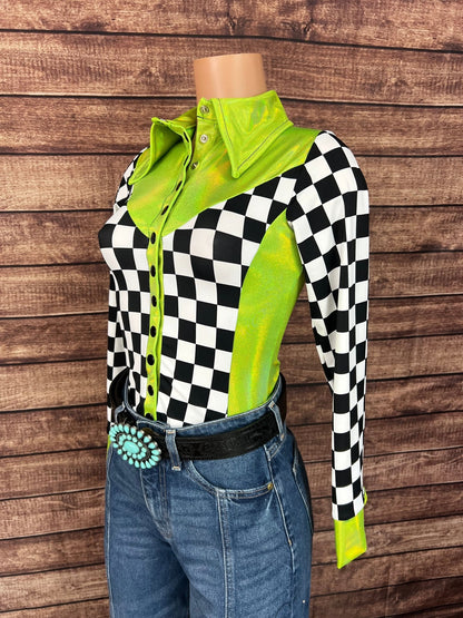 Checks in the Limelight Snap Front Rodeo Shirt - Riverside Rodeo Shirts
