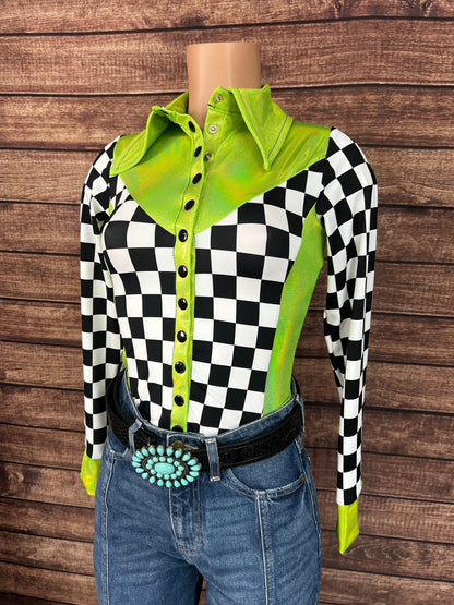 Checks in the Limelight Snap Front Rodeo Shirt - Riverside Rodeo Shirts