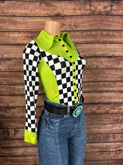 Checks in the Limelight Snap Front Rodeo Shirt - Riverside Rodeo Shirts