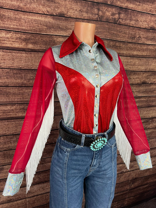 Cherry Dynamite Snap Front Rodeo Shirt with Mesh Sleeves - Riverside Rodeo Shirts