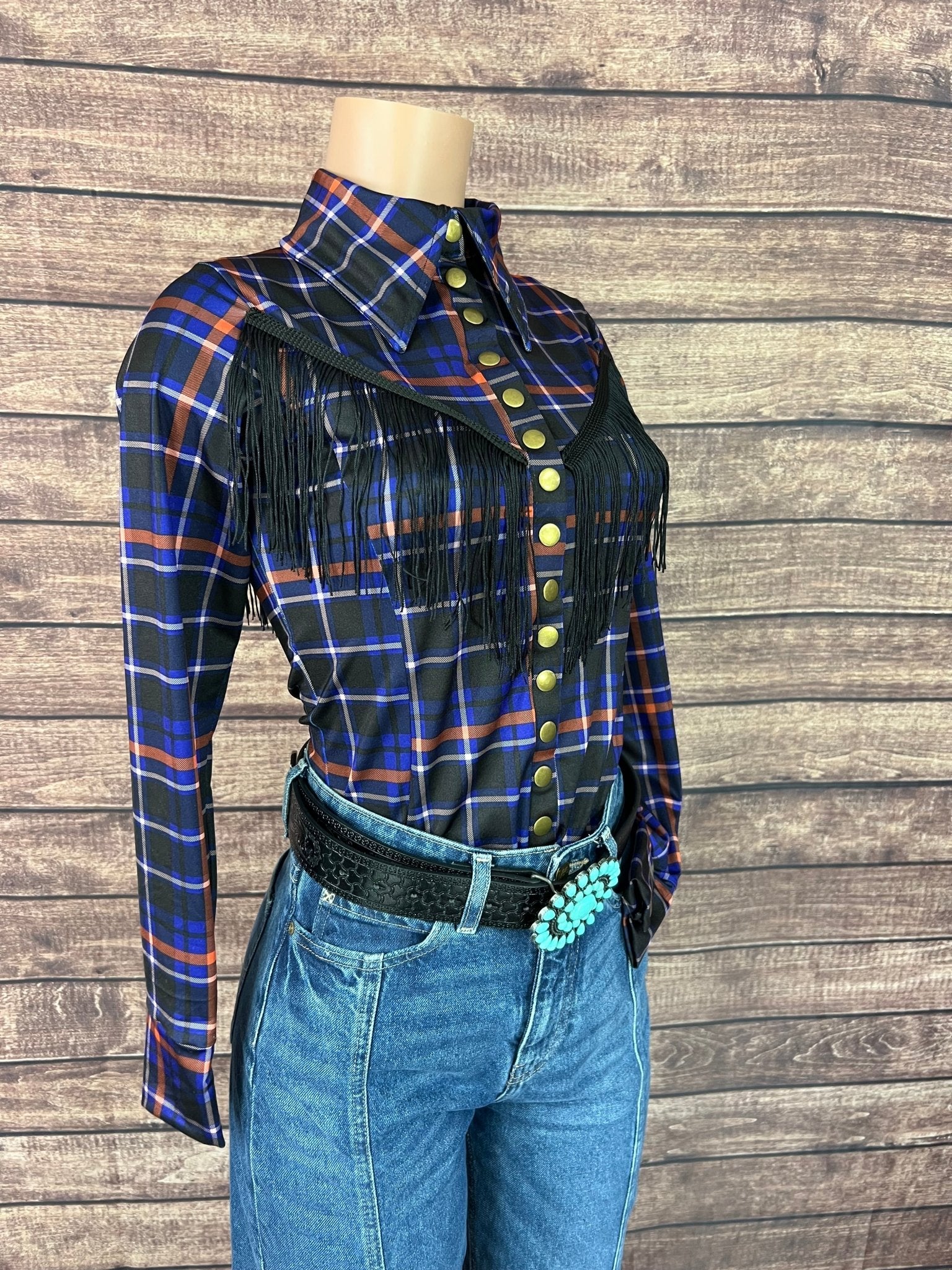 Frontier Snap Front Rodeo Shirt with Front AND Back Yoke Fringe - Riverside Rodeo Shirts
