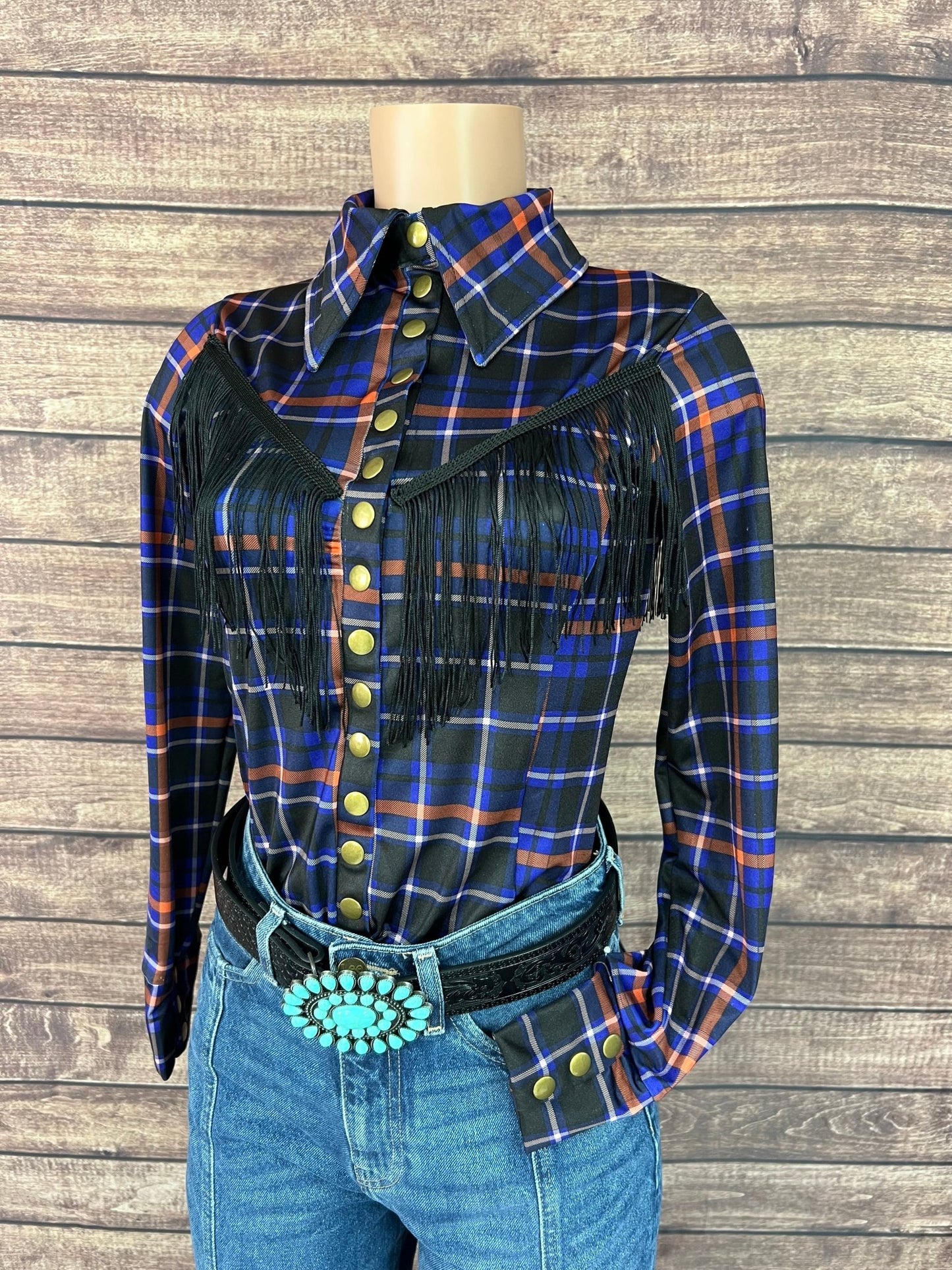 Frontier Snap Front Rodeo Shirt with Front AND Back Yoke Fringe - Riverside Rodeo Shirts