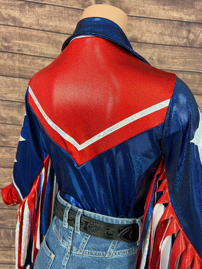 Galveston Six Star Snap Front Rodeo Shirt with Thunderbird Fringe - Riverside Rodeo Shirts