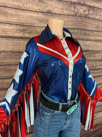 Galveston Six Star Snap Front Rodeo Shirt with Thunderbird Fringe - Riverside Rodeo Shirts