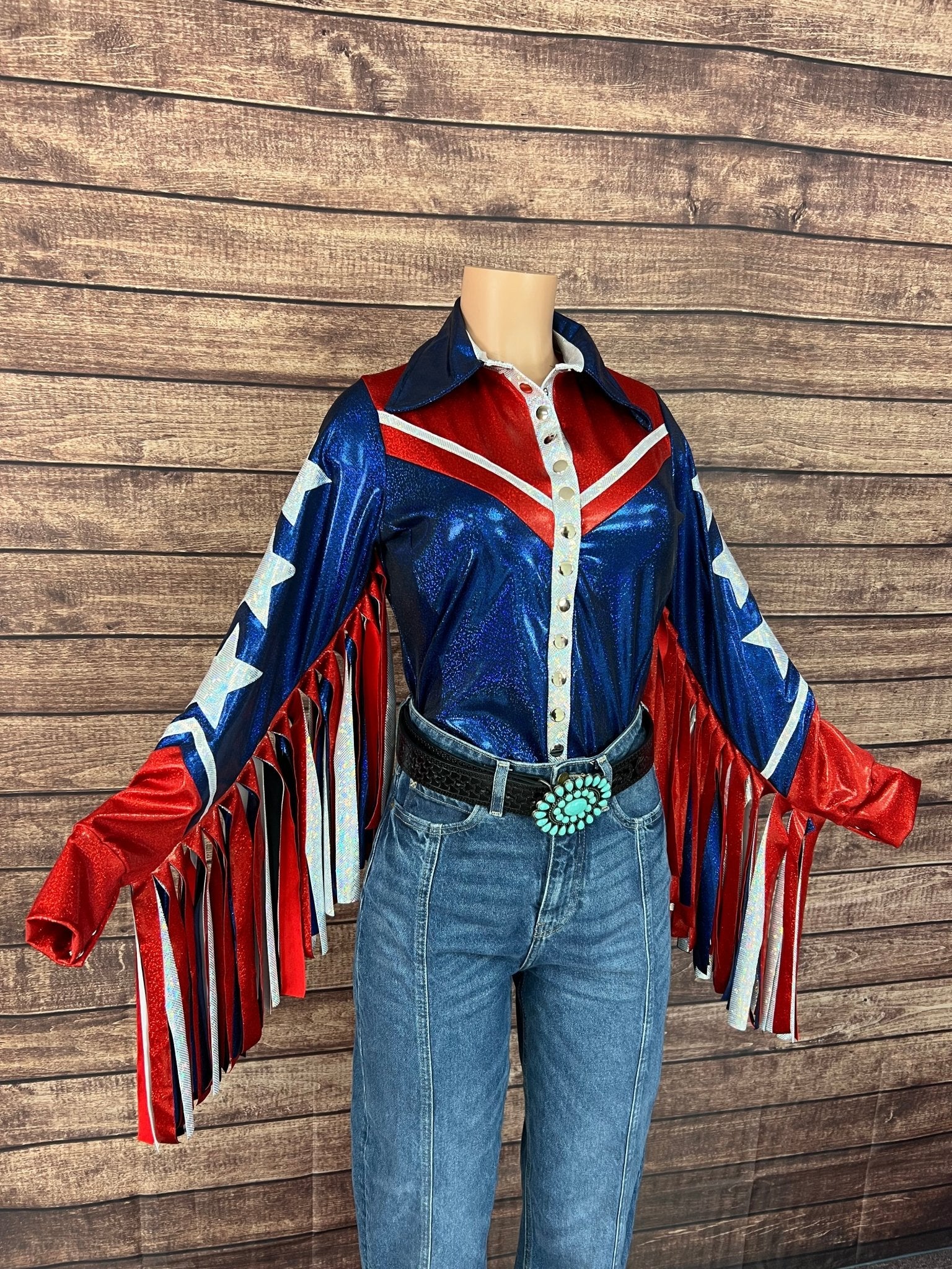 Galveston Six Star Snap Front Rodeo Shirt with Thunderbird Fringe - Riverside Rodeo Shirts