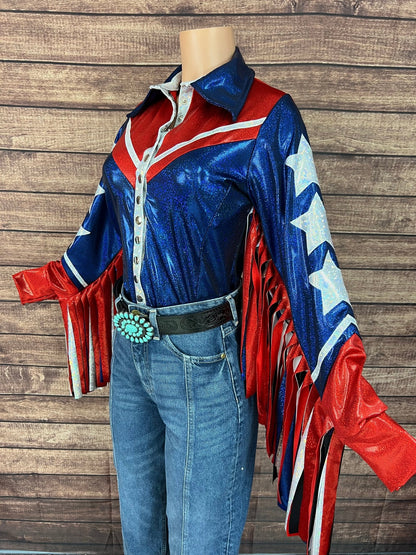 Galveston Six Star Snap Front Rodeo Shirt with Thunderbird Fringe - Riverside Rodeo Shirts