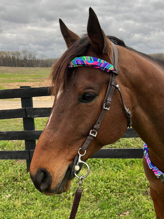 Glow Worm Print Browband or Noseband Cover (ONE Cover Only) - Riverside Rodeo Shirts