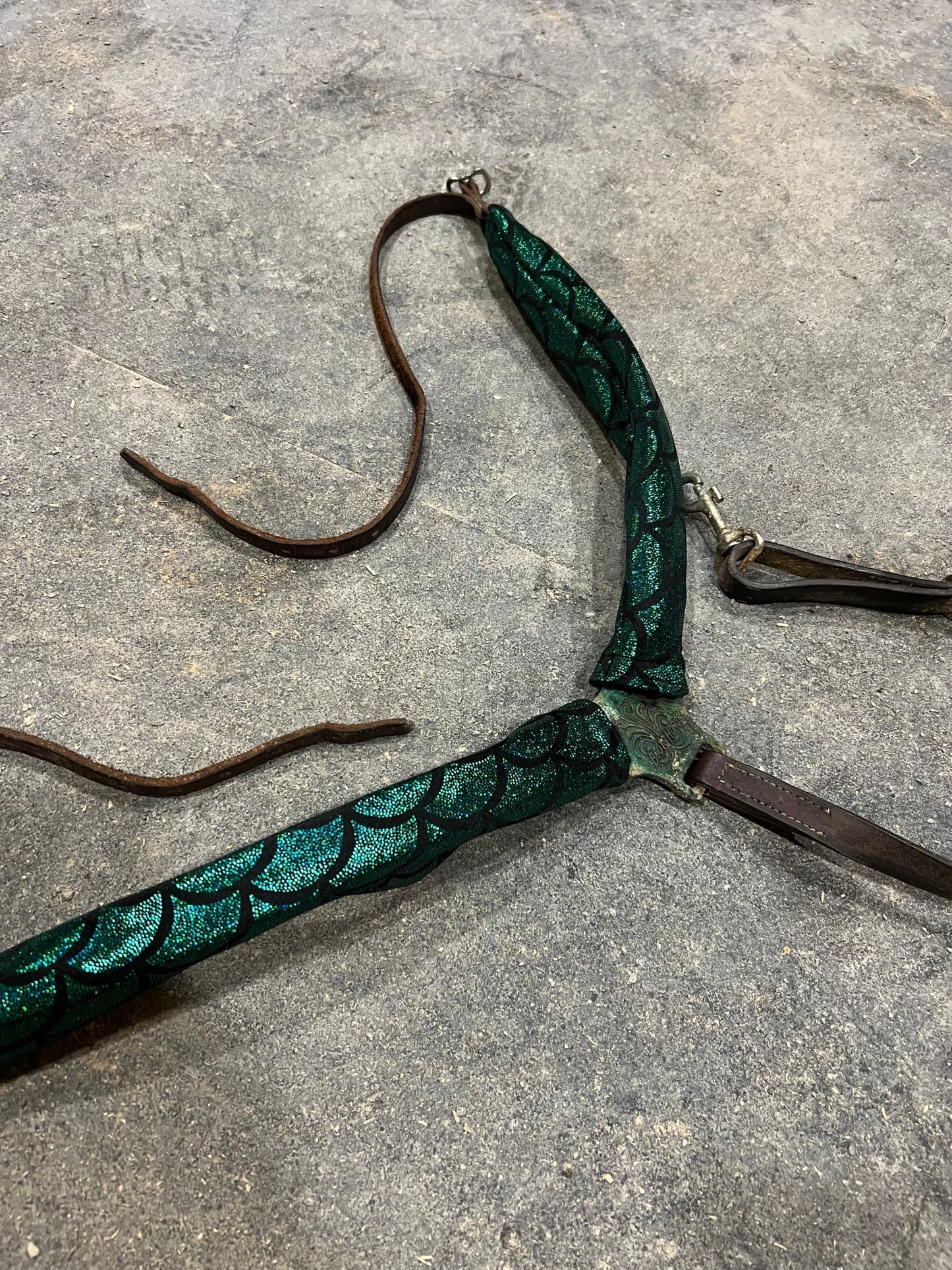 Green Dragon or Mermaid Scale Breast Collar Cover (Covers ONLY) - Riverside Rodeo Shirts