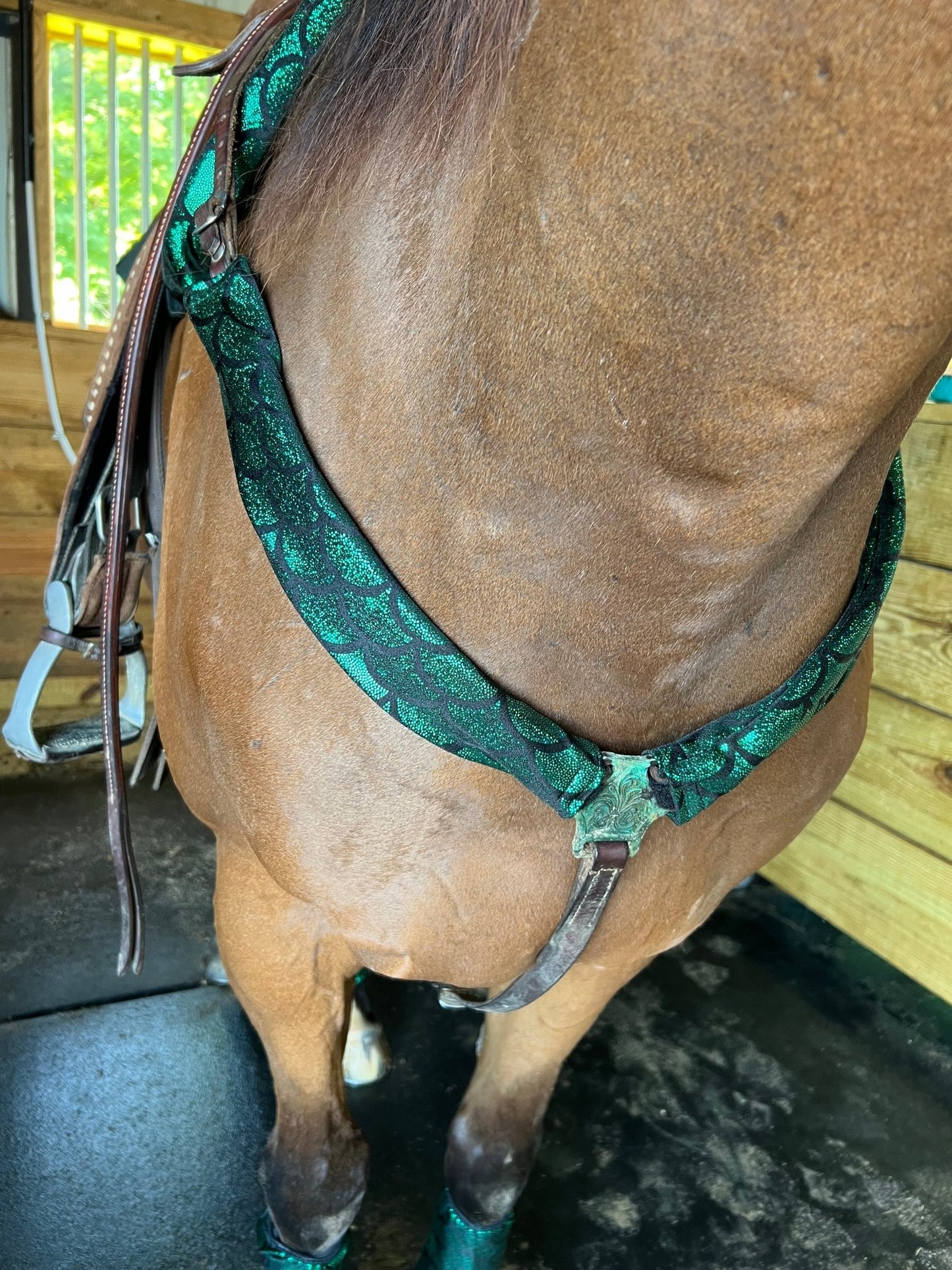 Green Dragon or Mermaid Scale Breast Collar Cover (Covers ONLY) - Riverside Rodeo Shirts