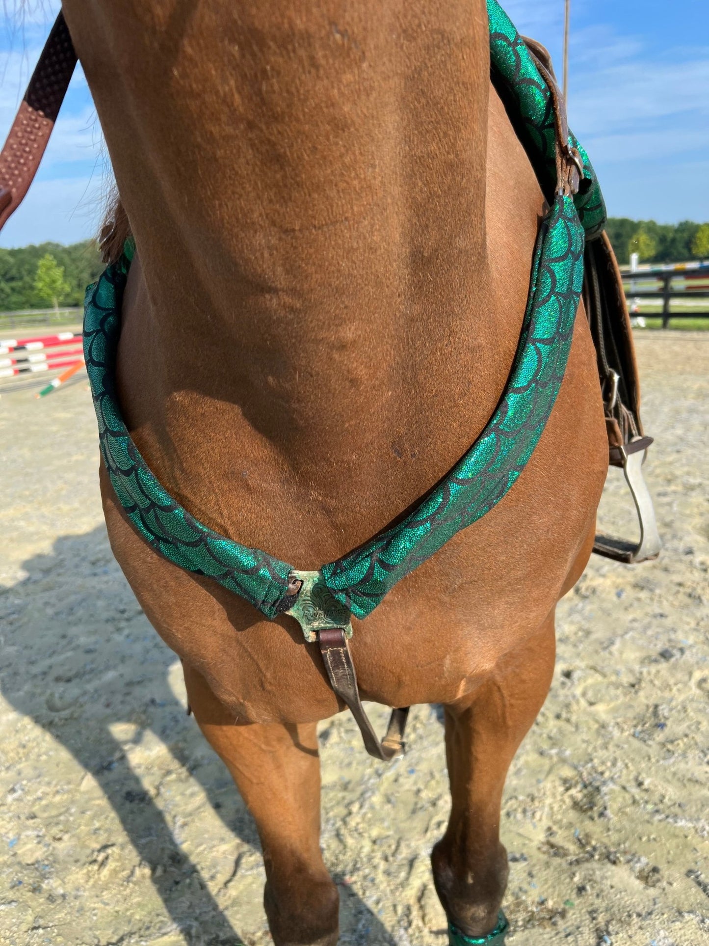 Green Dragon or Mermaid Scale Breast Collar Cover (Covers ONLY) - Riverside Rodeo Shirts