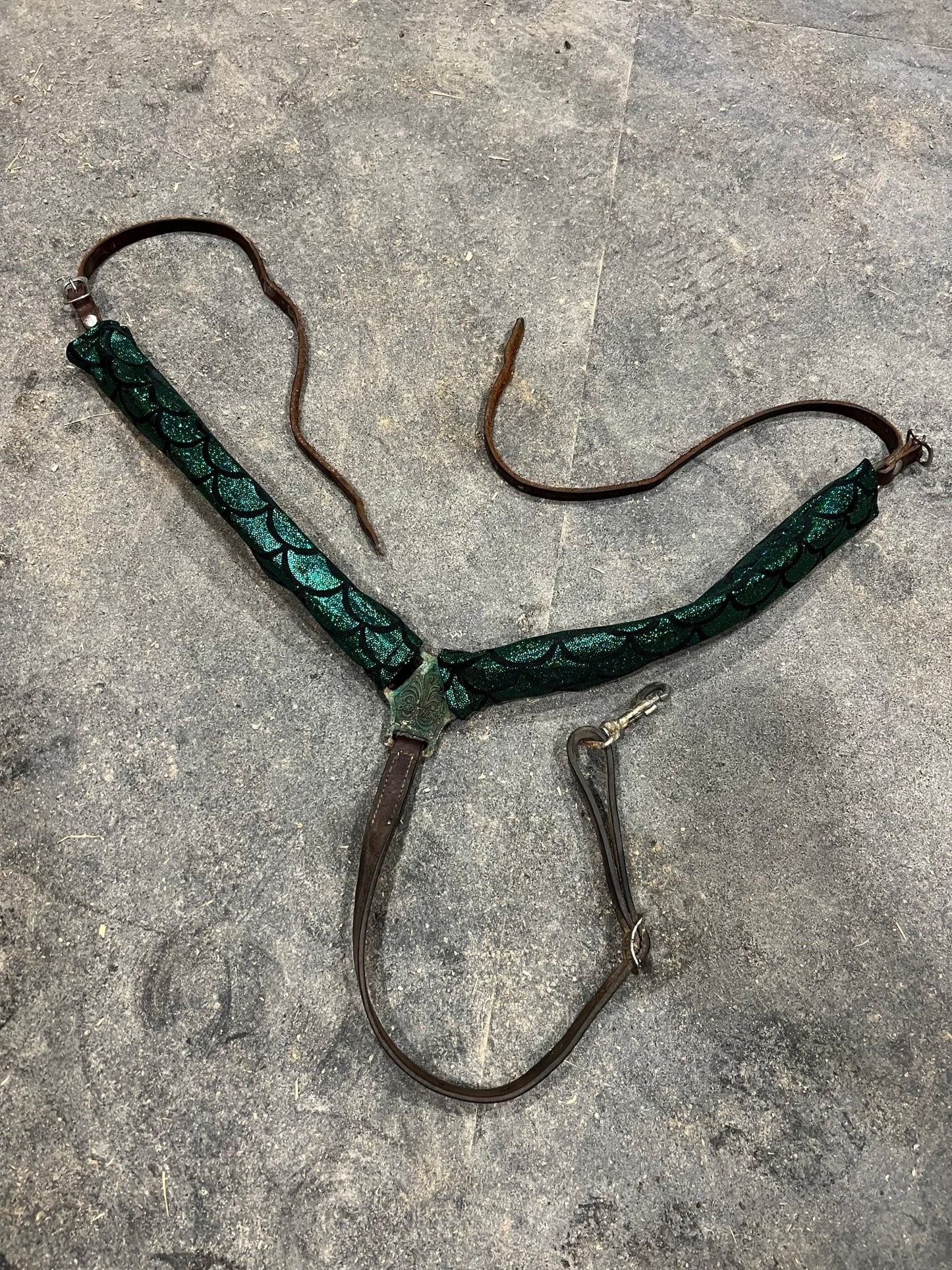 Green Dragon or Mermaid Scale Breast Collar Cover (Covers ONLY) - Riverside Rodeo Shirts