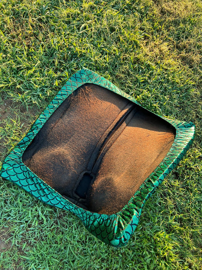 Green Dragon or Mermaid Scale Western Saddle Pad COVER (Saddle Pad Cover Only) - Riverside Rodeo Shirts
