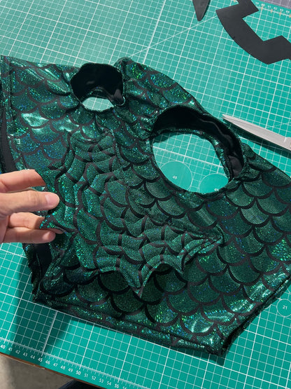 Green Dragon Scale Sea Creature Costume Mask for Horses - Riverside Rodeo Shirts