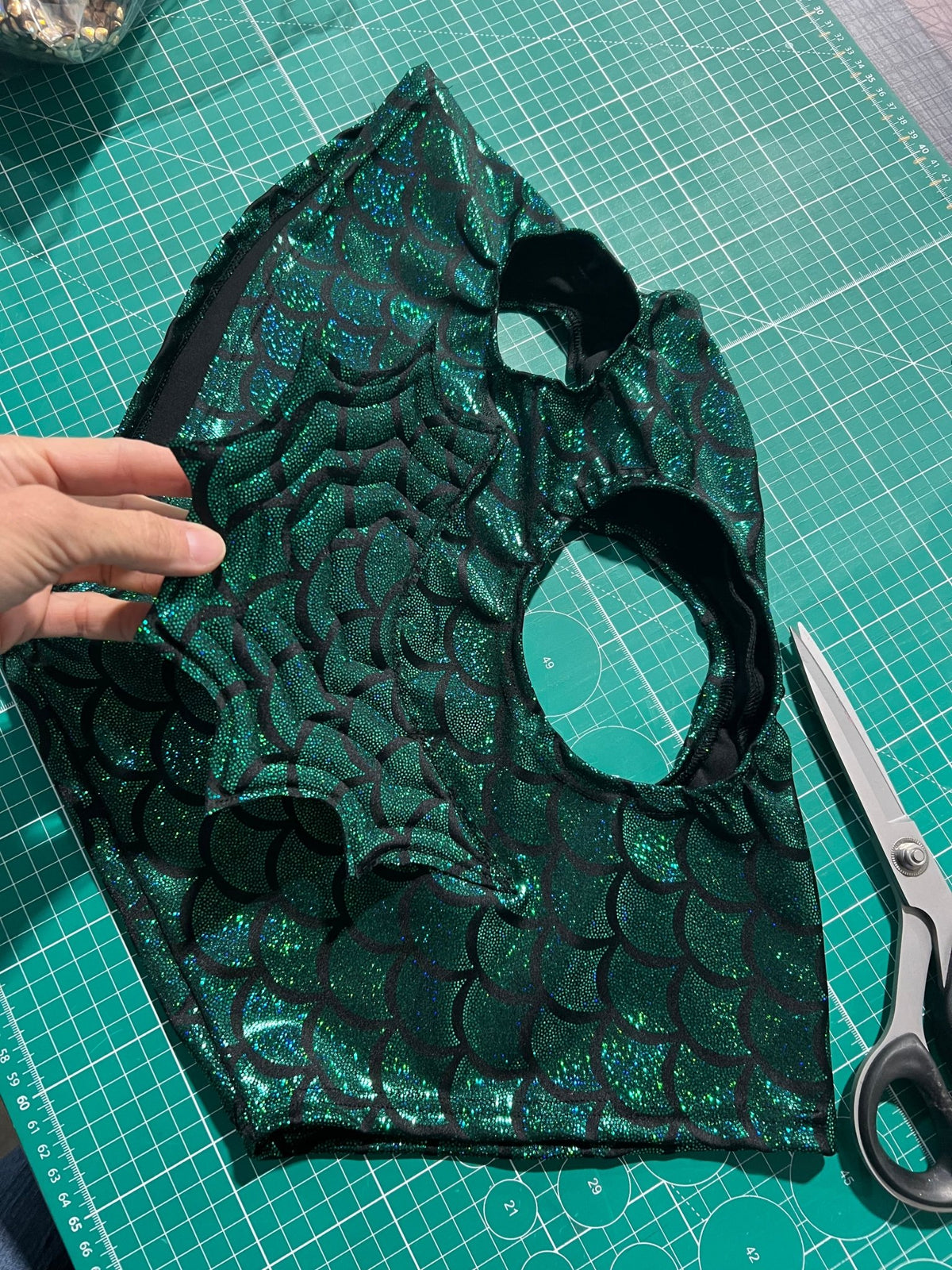 Green Dragon Scale Sea Creature Costume Mask for Horses - Riverside Rodeo Shirts
