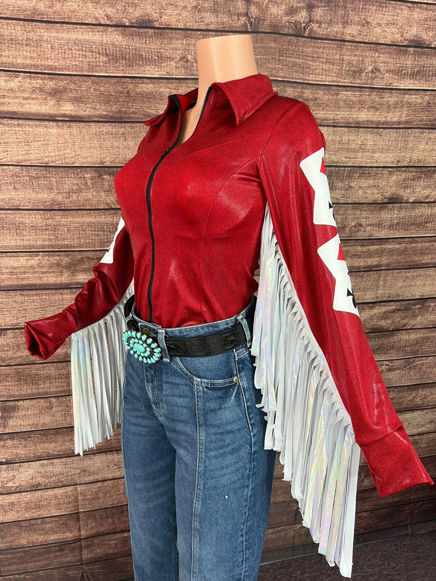 High Stakes Rodeo Shirt with Thunderbird Fringe - Riverside Rodeo Shirts