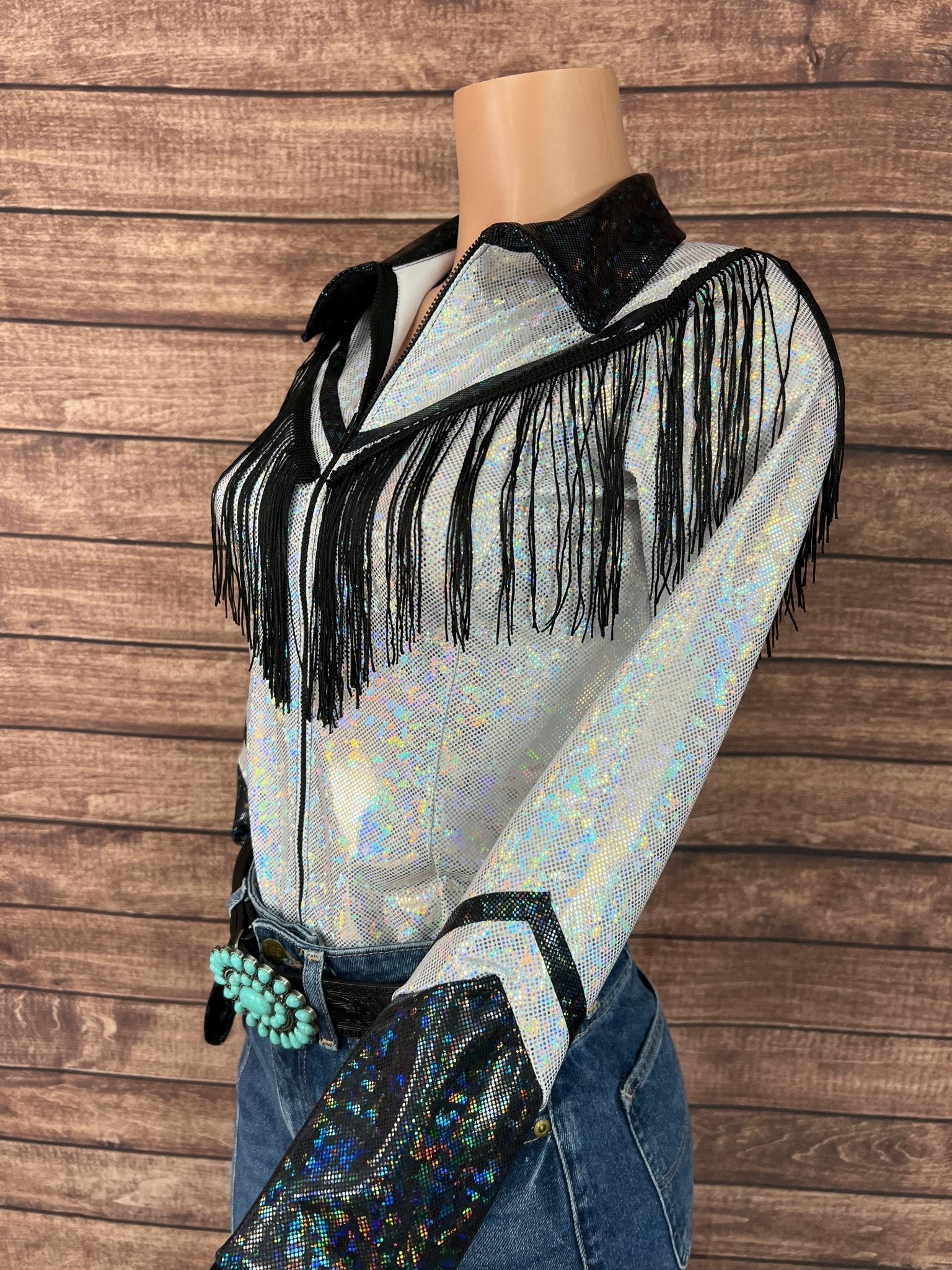 Houston Zipper Front Rodeo Shirt with Over the Shoulder Yoke Fringe - Riverside Rodeo Shirts