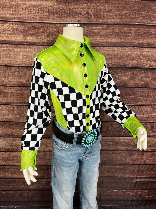 Kids Checks in the Limelight Snap Front Rodeo Shirt - Riverside Rodeo Shirts