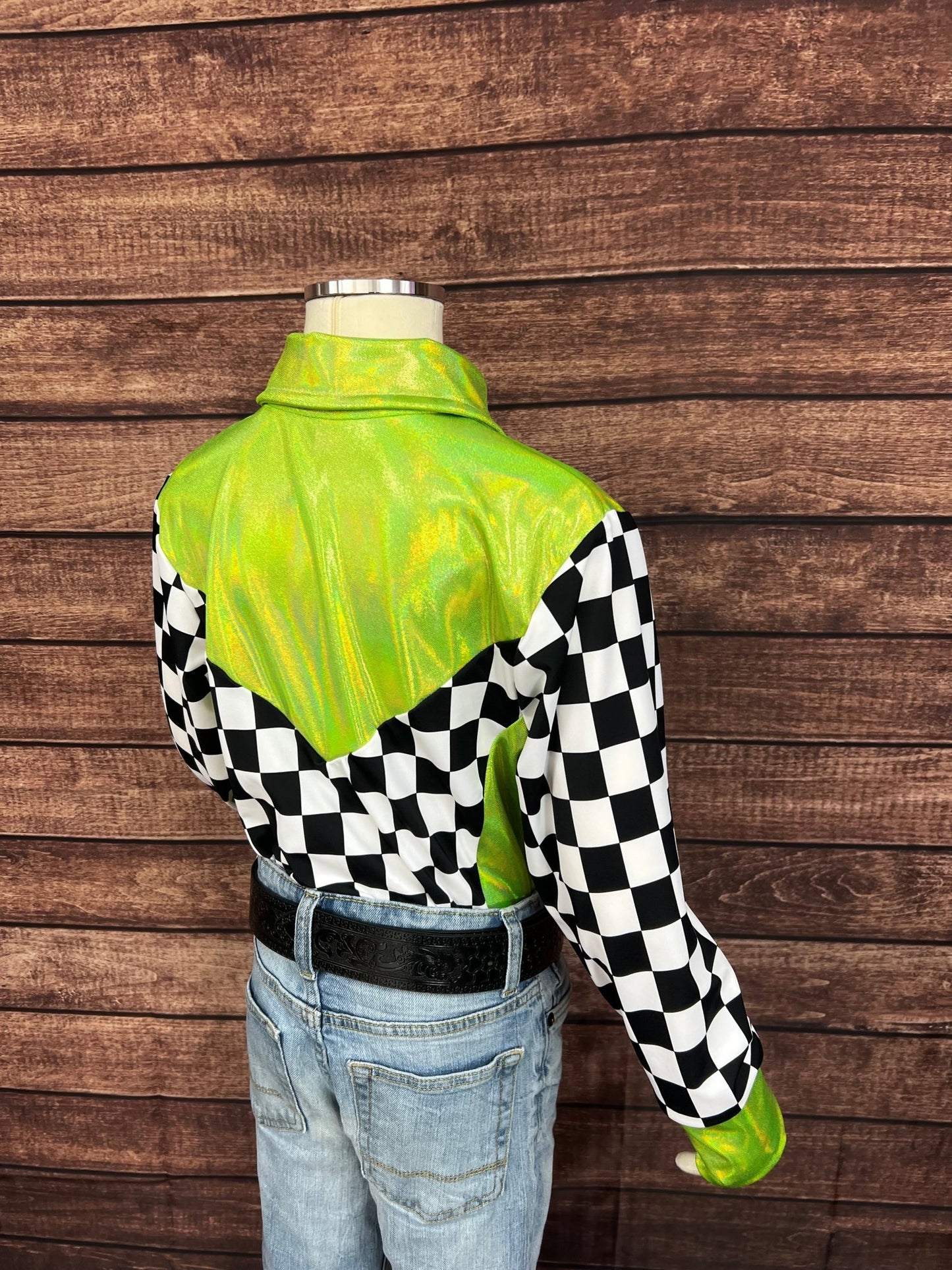 Kids Checks in the Limelight Snap Front Rodeo Shirt - Riverside Rodeo Shirts