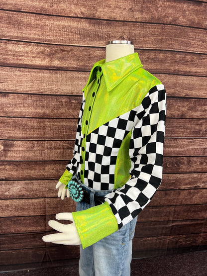 Kids Checks in the Limelight Snap Front Rodeo Shirt - Riverside Rodeo Shirts