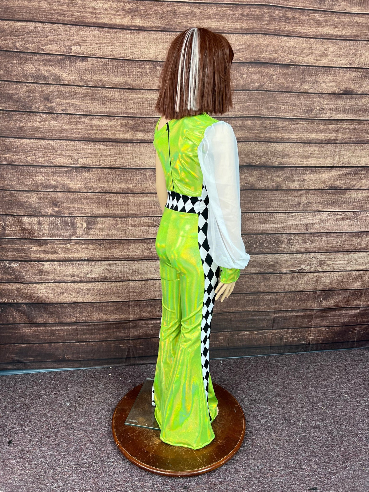 Kids Neon Green and Diamond One Sleeve Trick Rider Jumpsuit - Riverside Rodeo Shirts