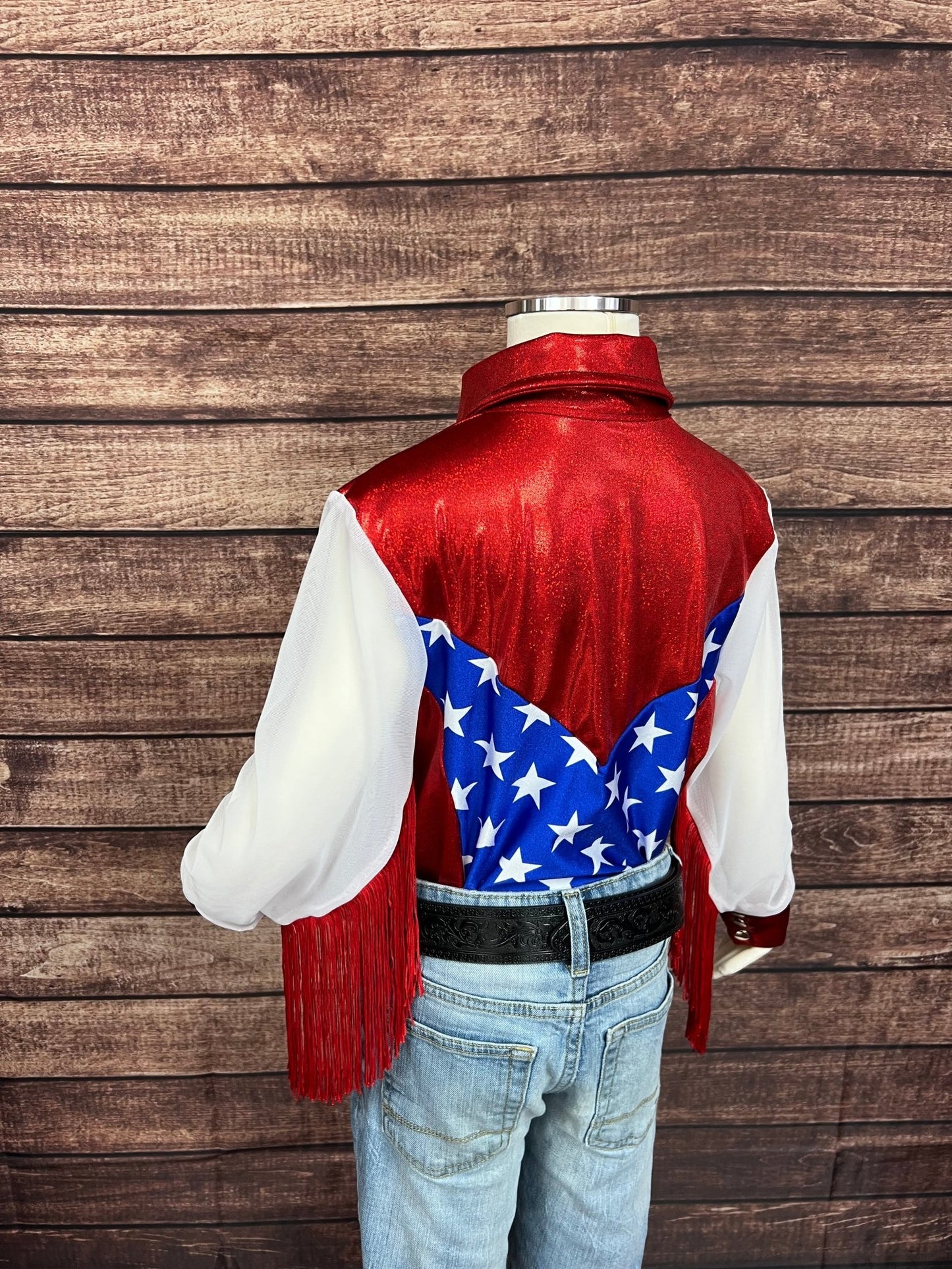 Kids Star Spangled Mesh Sleeve, Snap Front Rodeo Shirt - Riverside Rodeo Shirts