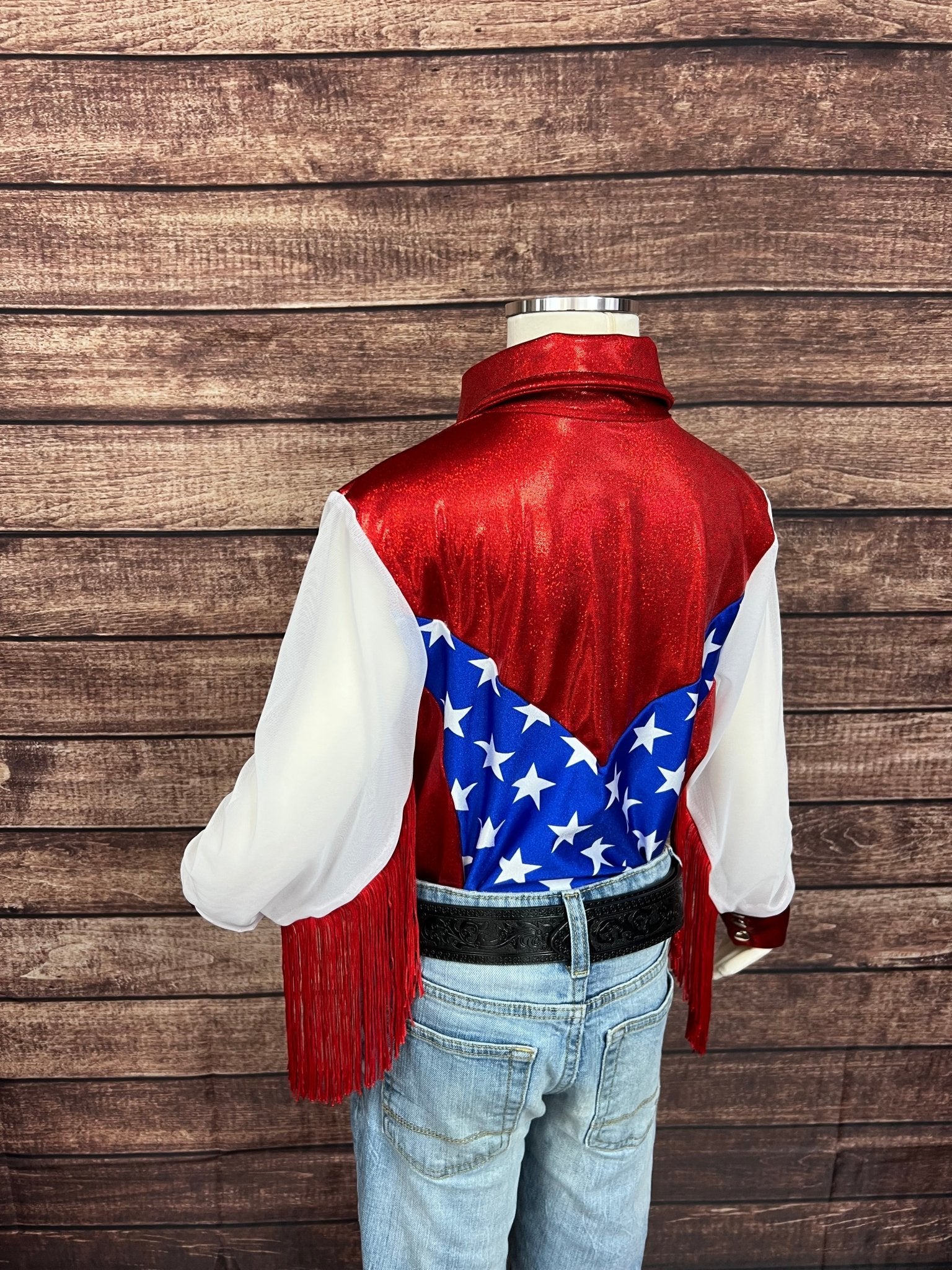 Kids Star Spangled Mesh Sleeve, Snap Front Rodeo Shirt - Riverside Rodeo Shirts