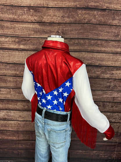 Kids Star Spangled Mesh Sleeve, Snap Front Rodeo Shirt - Riverside Rodeo Shirts
