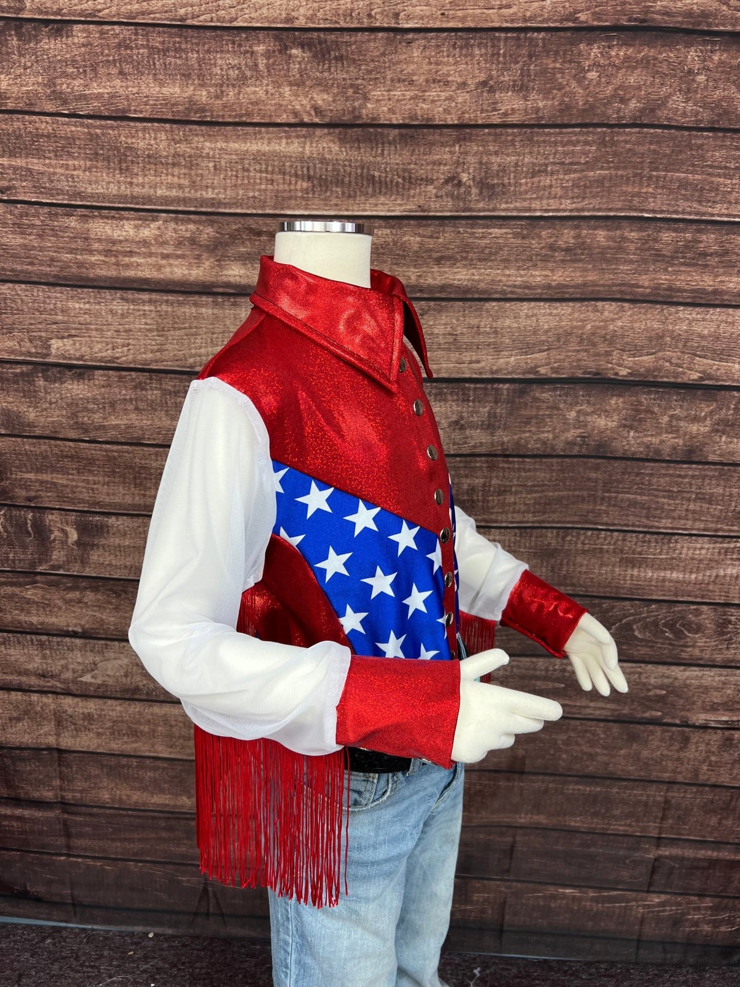 Kids Star Spangled Mesh Sleeve, Snap Front Rodeo Shirt - Riverside Rodeo Shirts