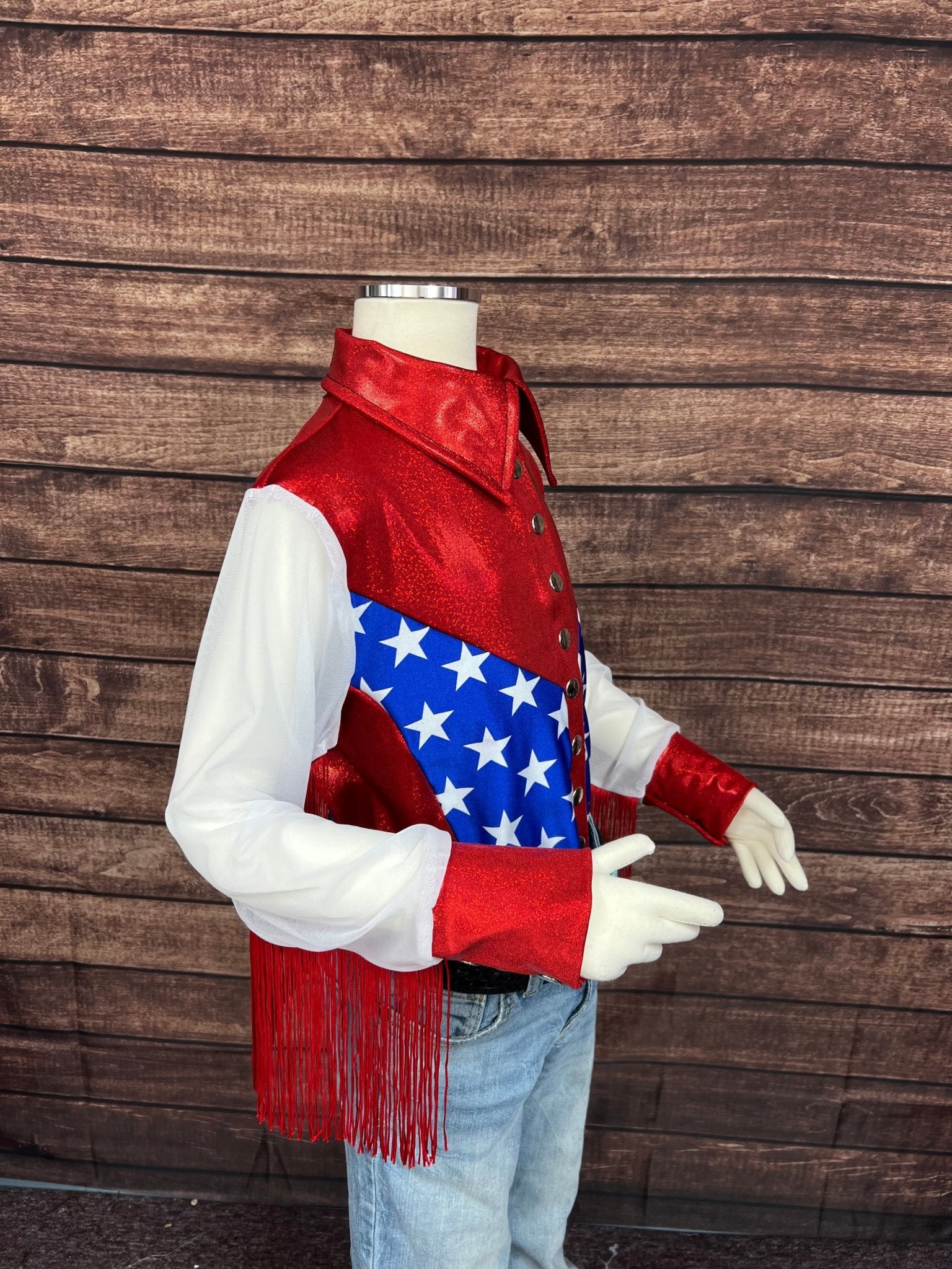 Kids Star Spangled Mesh Sleeve, Snap Front Rodeo Shirt - Riverside Rodeo Shirts