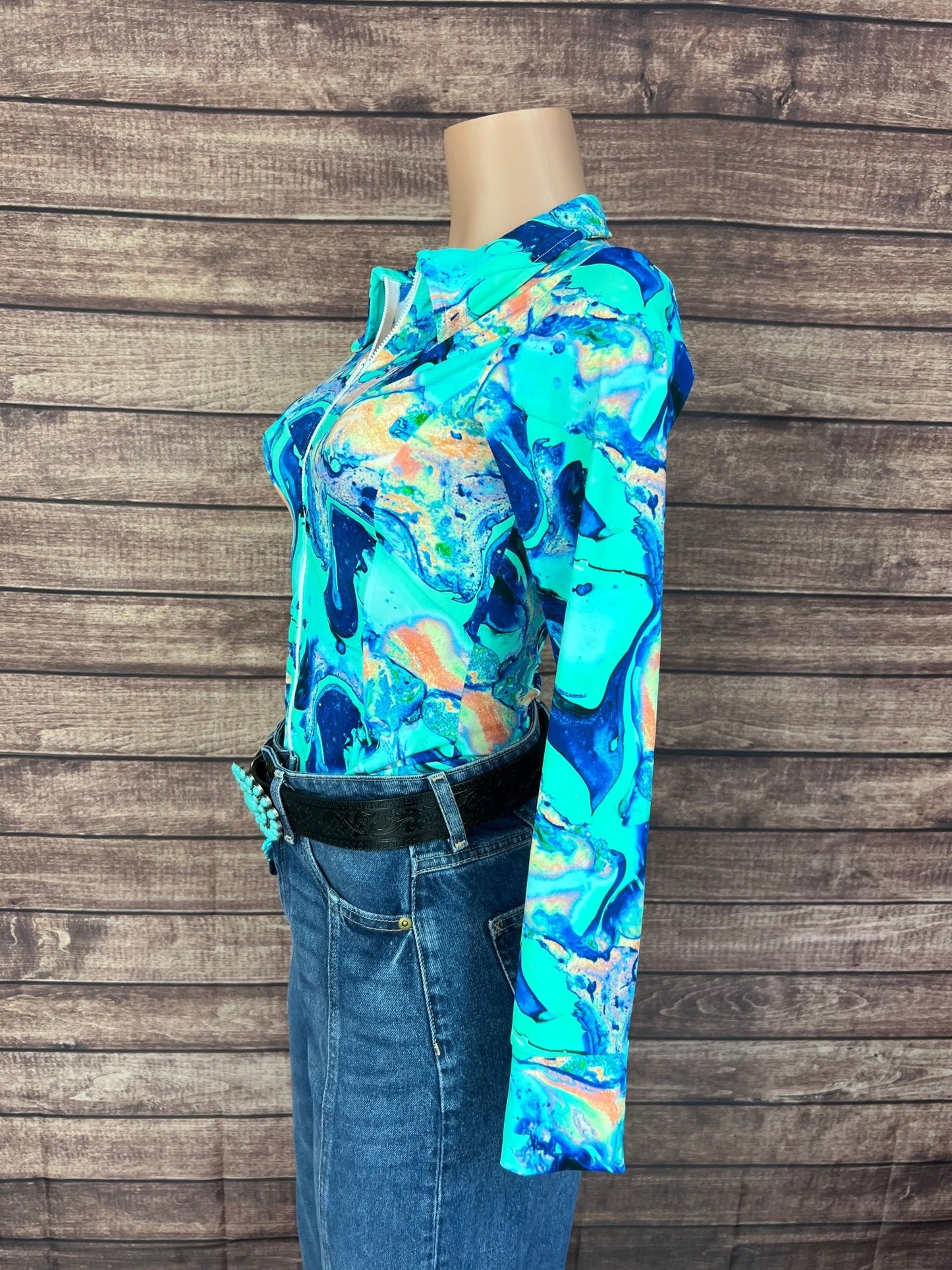 Lapis Lagoon Zipper Front Rodeo Shirt - Riverside Rodeo Shirts