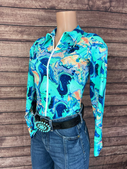Lapis Lagoon Zipper Front Rodeo Shirt - Riverside Rodeo Shirts