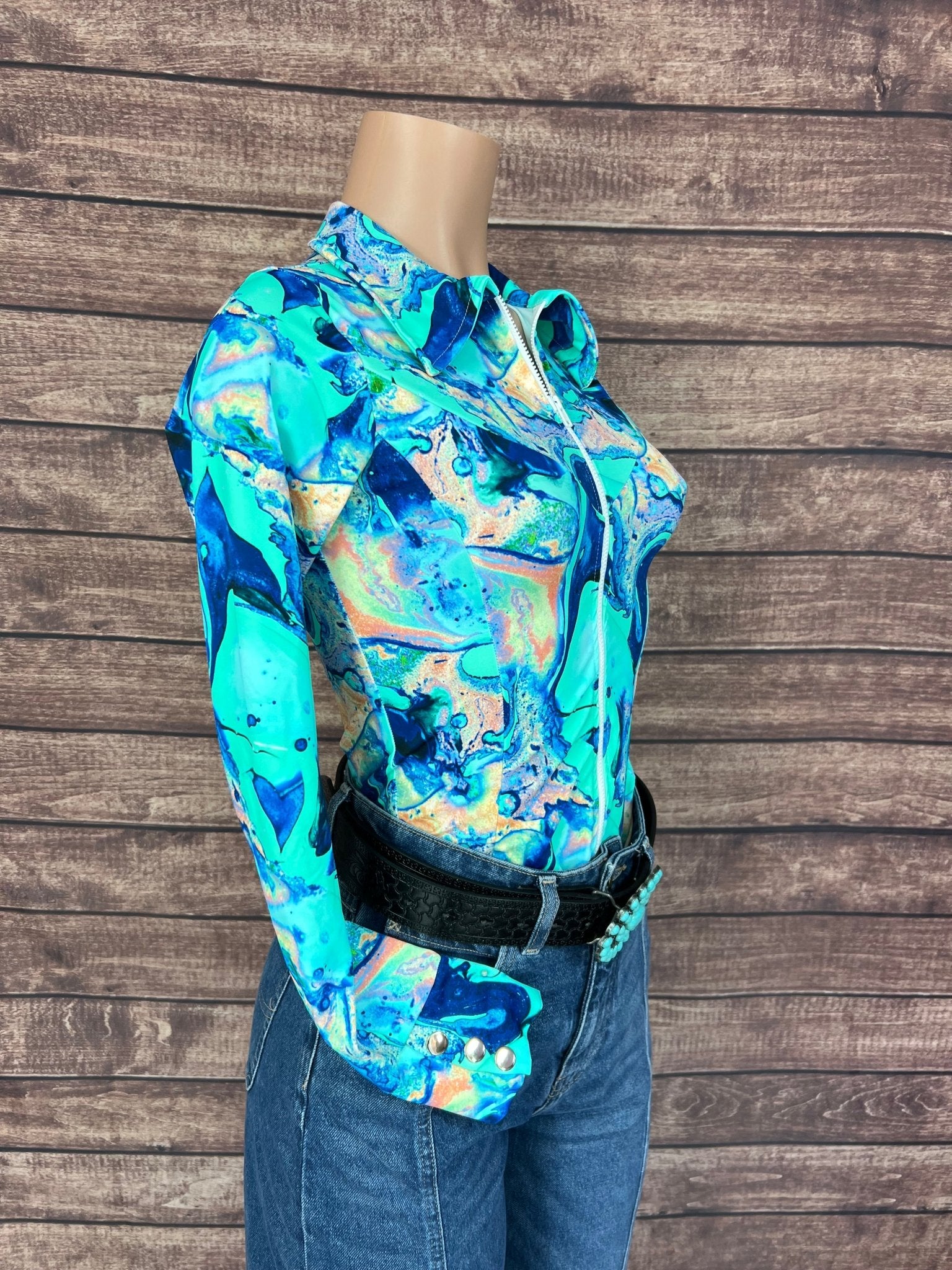 Lapis Lagoon Zipper Front Rodeo Shirt - Riverside Rodeo Shirts