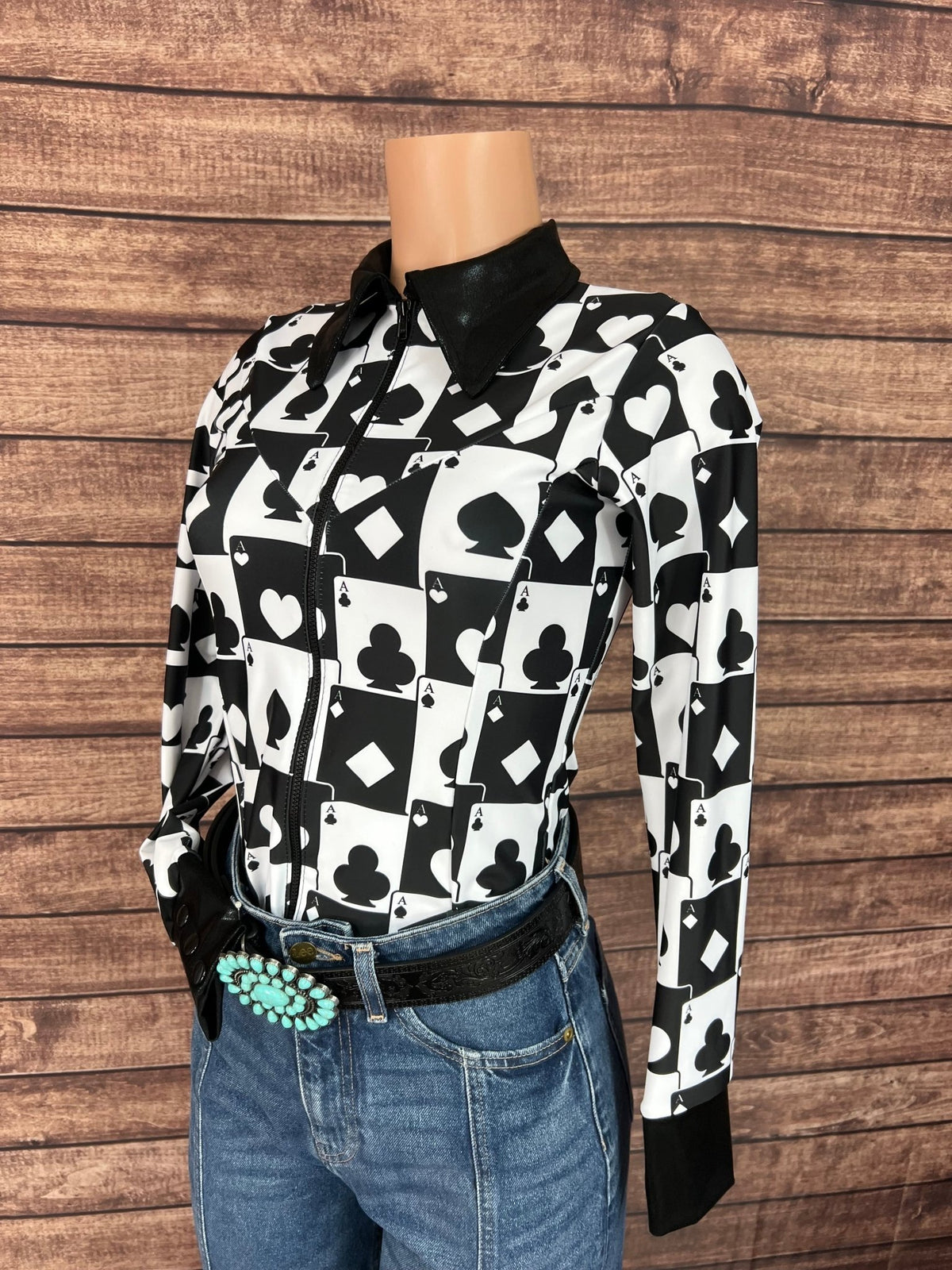 Las Vegas Aces Zipper Front Rodeo Shirt with Snap Cuffs - Riverside Rodeo Shirts