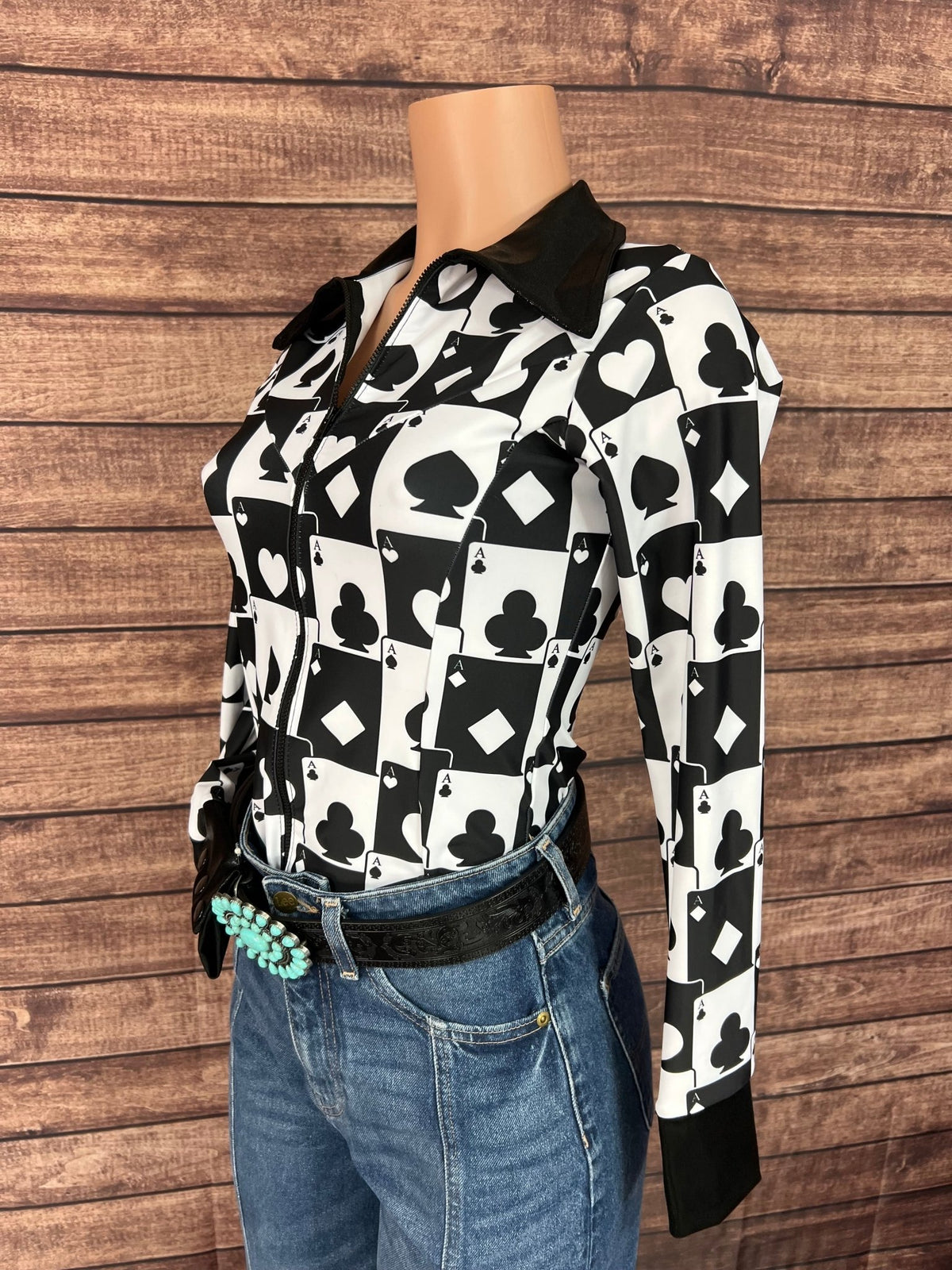 Las Vegas Aces Zipper Front Rodeo Shirt with Snap Cuffs - Riverside Rodeo Shirts
