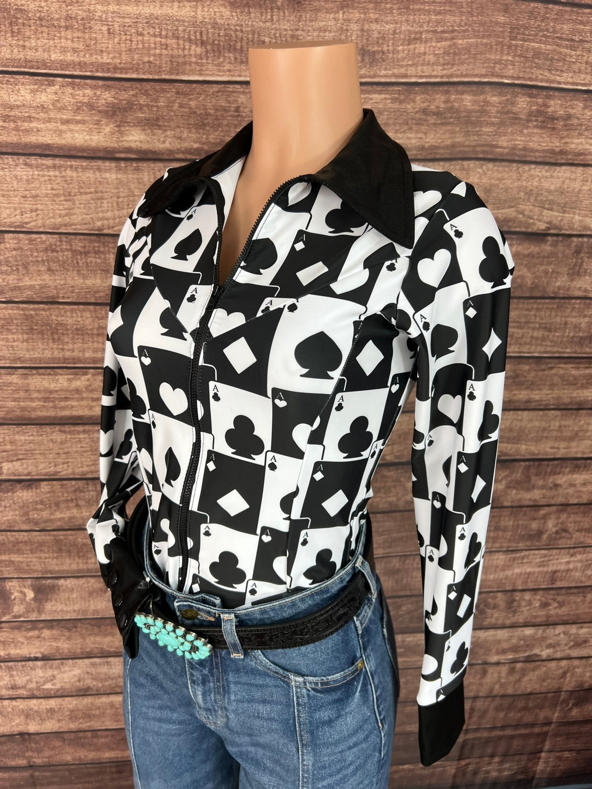 Las Vegas Aces Zipper Front Rodeo Shirt with Snap Cuffs - Riverside Rodeo Shirts