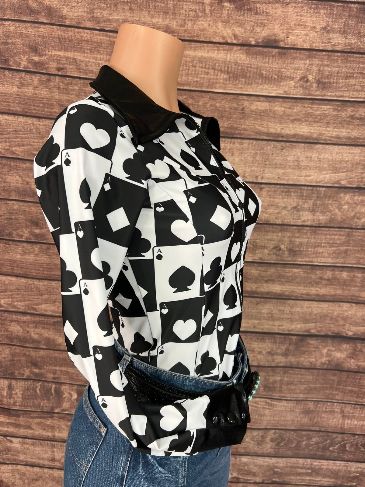 Las Vegas Aces Zipper Front Rodeo Shirt with Snap Cuffs - Riverside Rodeo Shirts