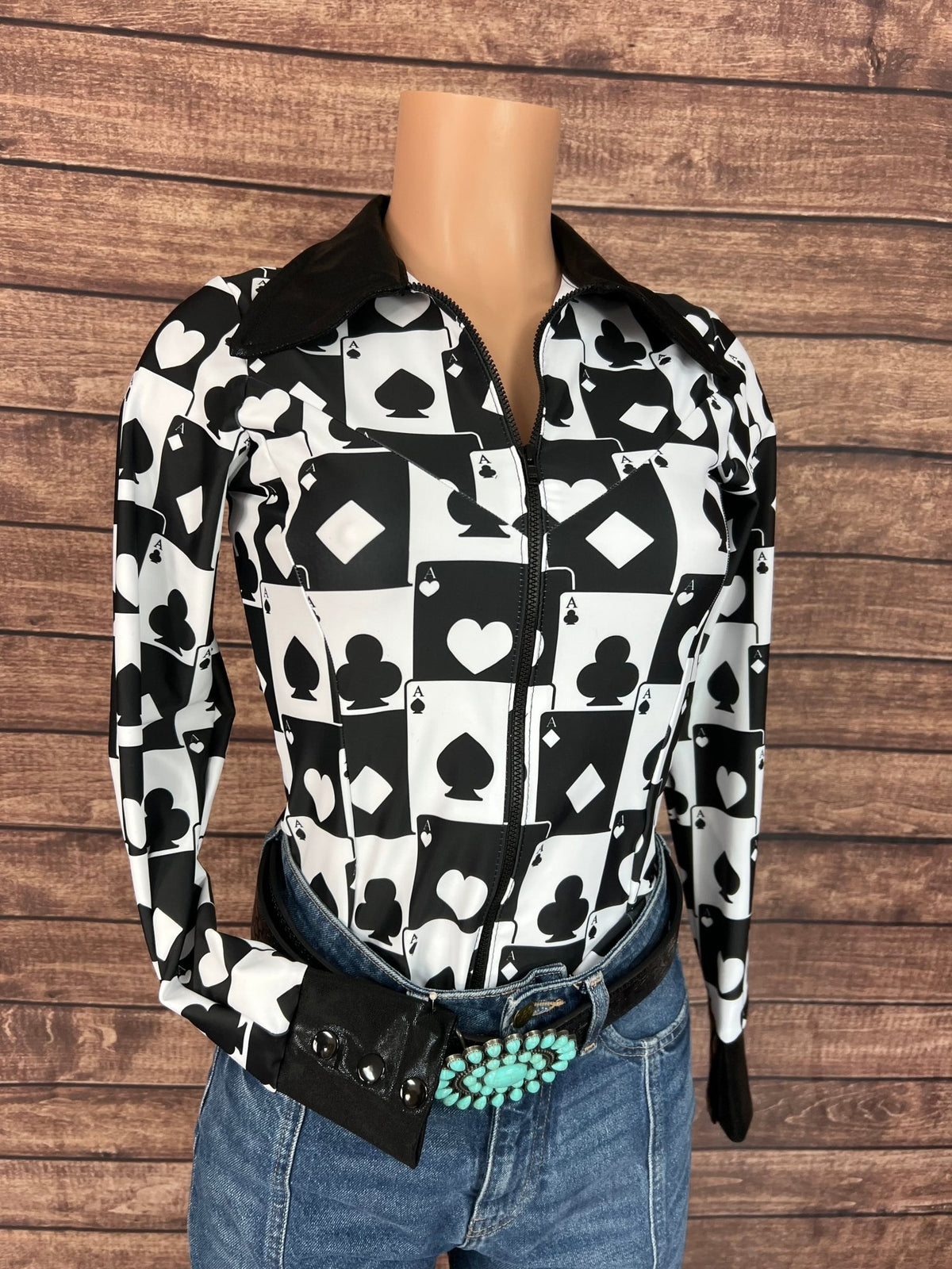 Las Vegas Aces Zipper Front Rodeo Shirt with Snap Cuffs - Riverside Rodeo Shirts
