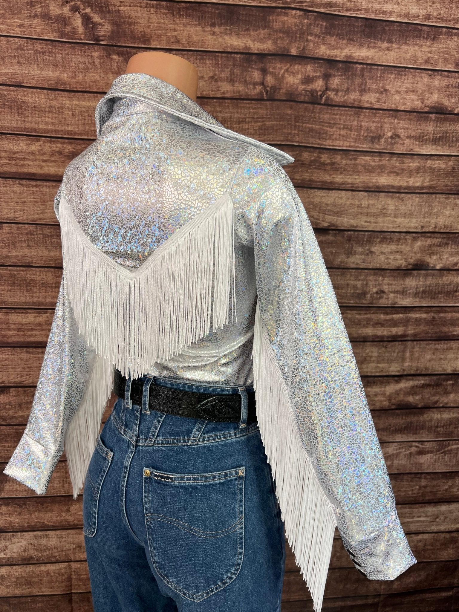 Mesh Sleeve Isabella Snap Front Rodeo Shirt with Sleeve and Yoke Fringe - Riverside Rodeo Shirts
