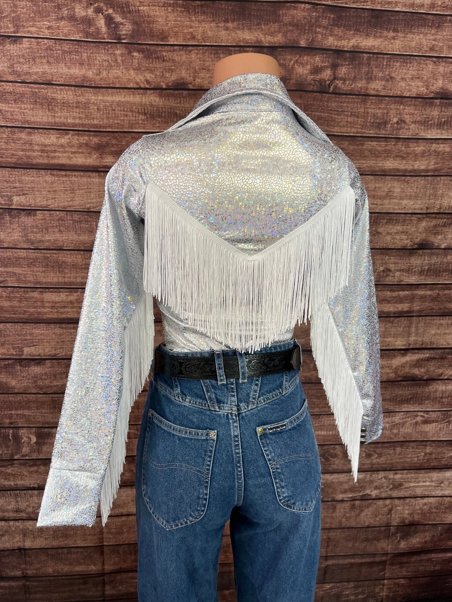 Mesh Sleeve Isabella Snap Front Rodeo Shirt with Sleeve and Yoke Fringe - Riverside Rodeo Shirts