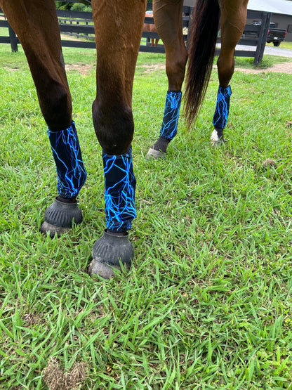 Neon Blue Lightning Velcro Sportboot Covers (Covers Only, set of TWO) - Riverside Rodeo Shirts