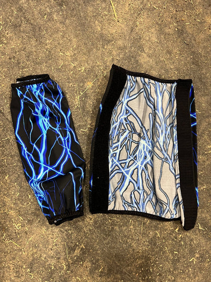 Neon Blue Lightning Velcro Sportboot Covers (Covers Only, set of TWO) - Riverside Rodeo Shirts